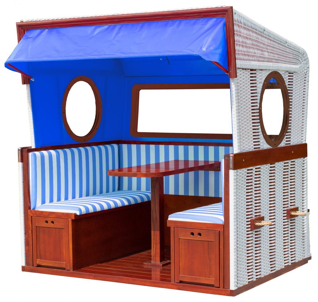 Strandkorbโข Lounge Blue Striped seats up to 6