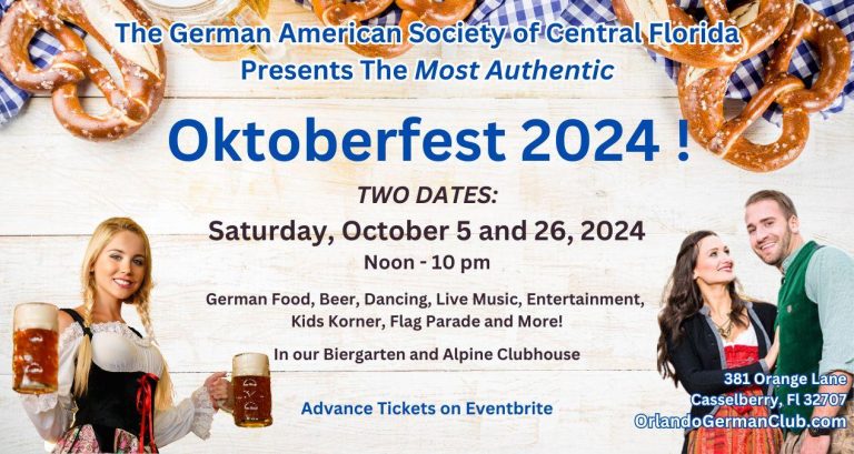 Oktoberfest 2024 at the German American Society! Oct 5 and 26 Oktoberfest 2024 at the German American Society! Oct 5 and 26